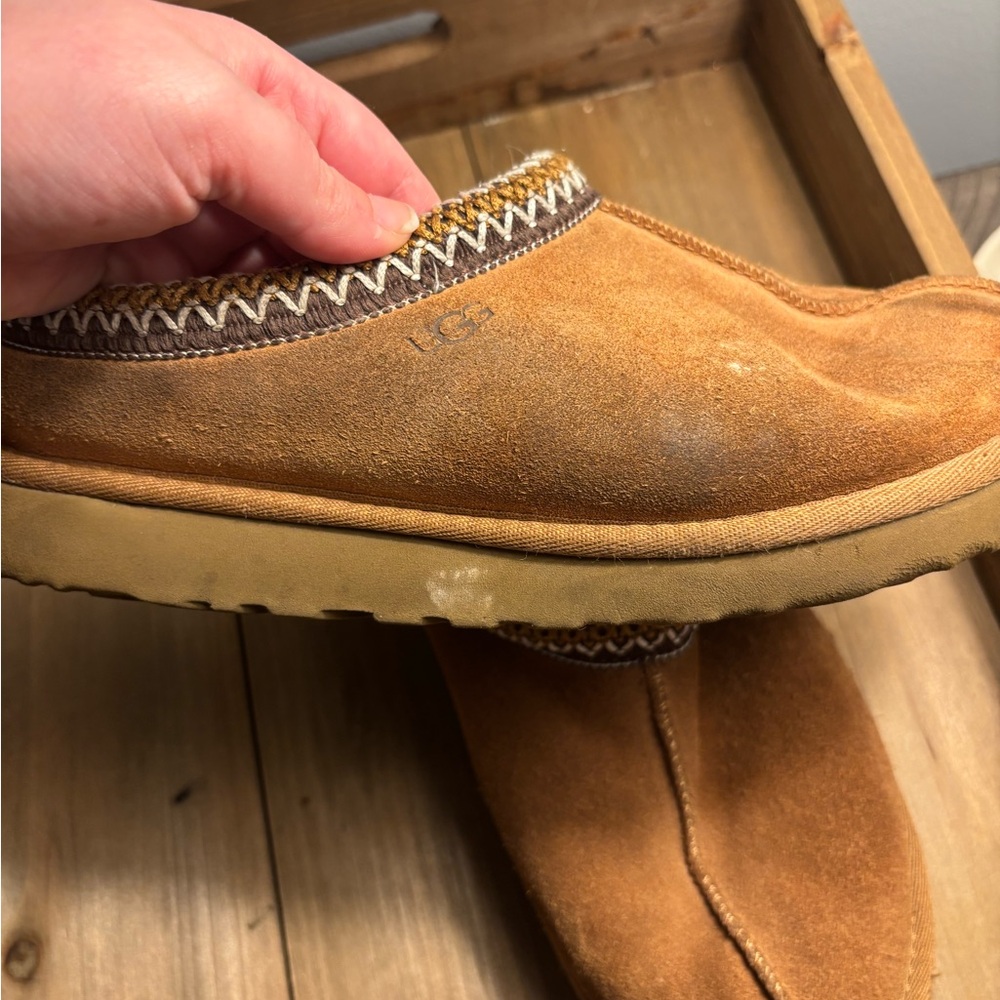 Ugg Size 8 Tasman Cozy Chestnut Suede Shearling Slipper Clogs - Picture 2 of 9
